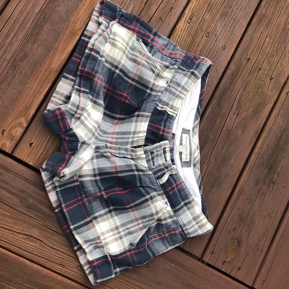 Red and blue plaid shorts